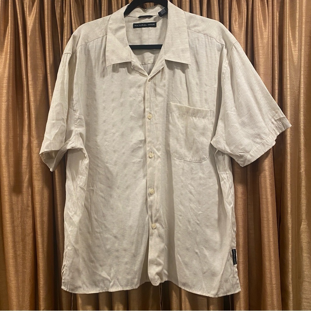 Natural Issue Men's Light Tan Button Down‎ Shirt XL